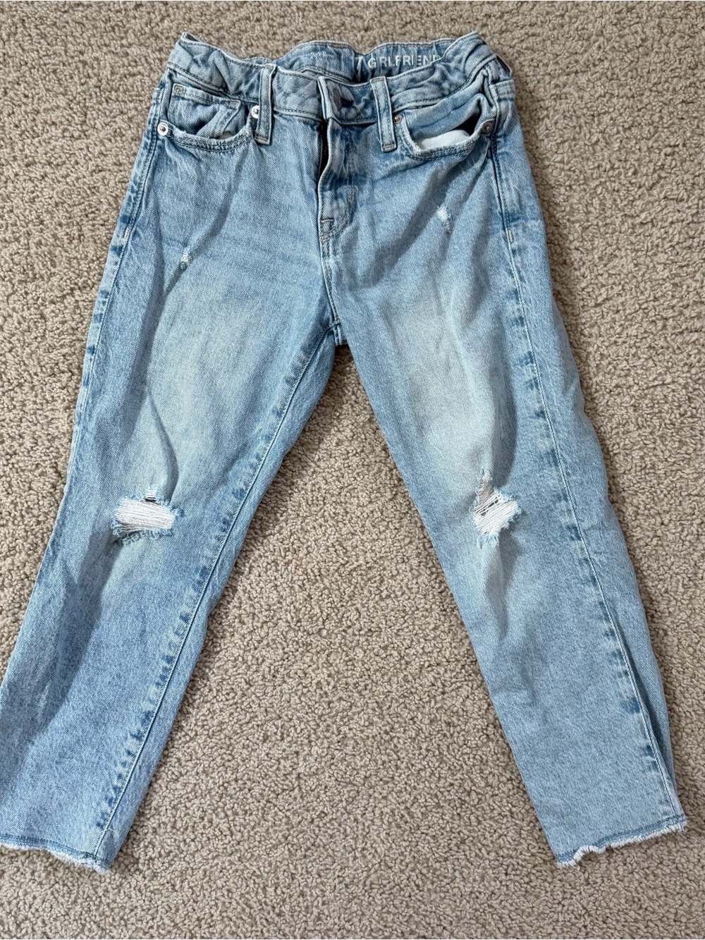 GAP Light Blue Distressed Girlfriend Jeans size 7 girls